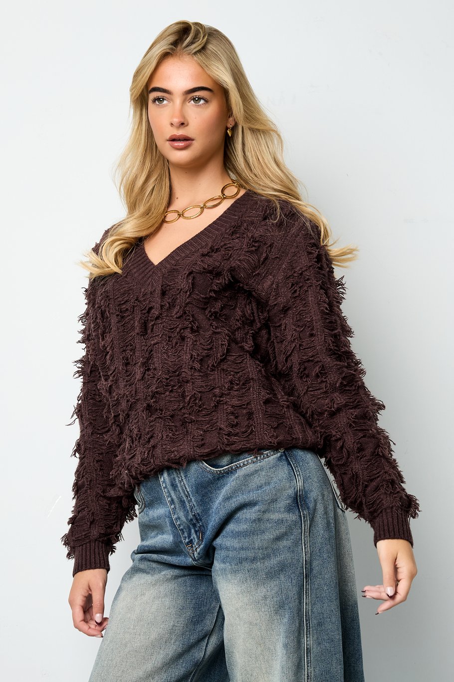 V-hals Fluffy Knit h5Afbeelding4